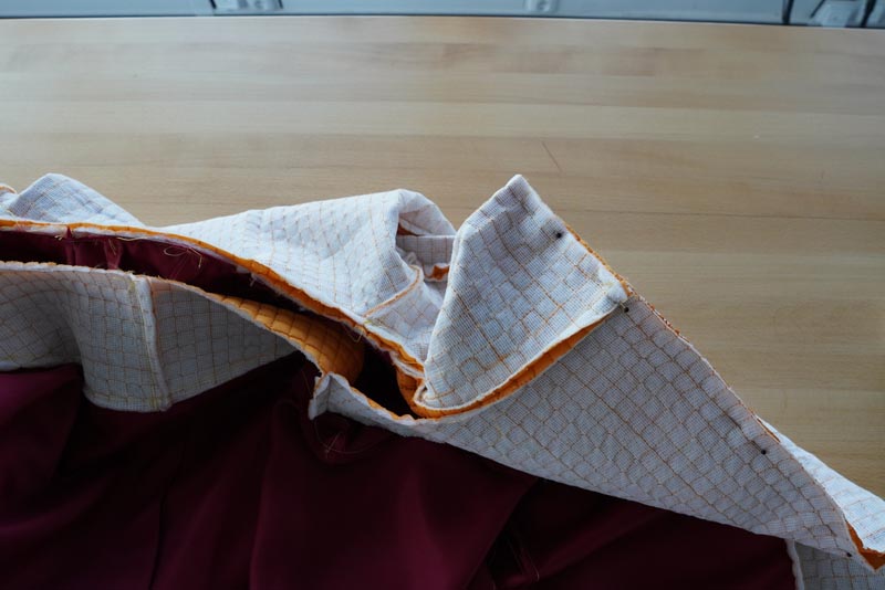 Střih a návod jak ušít dámský prošívaný celopropínací kabát s velkým límcem a kapucí - podšívka - límec