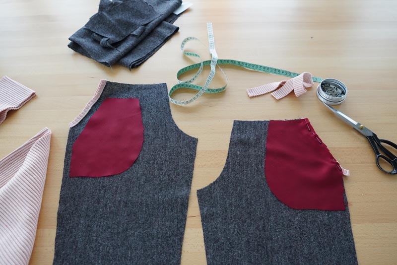 Jak ušít klínovou kapsu s ozdobnou paspulkou nebo kontrastním lemem - podšívka