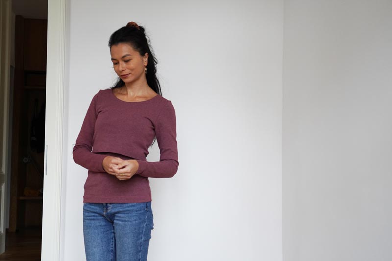 Střih na dámské kojící tričko + návod na šití 