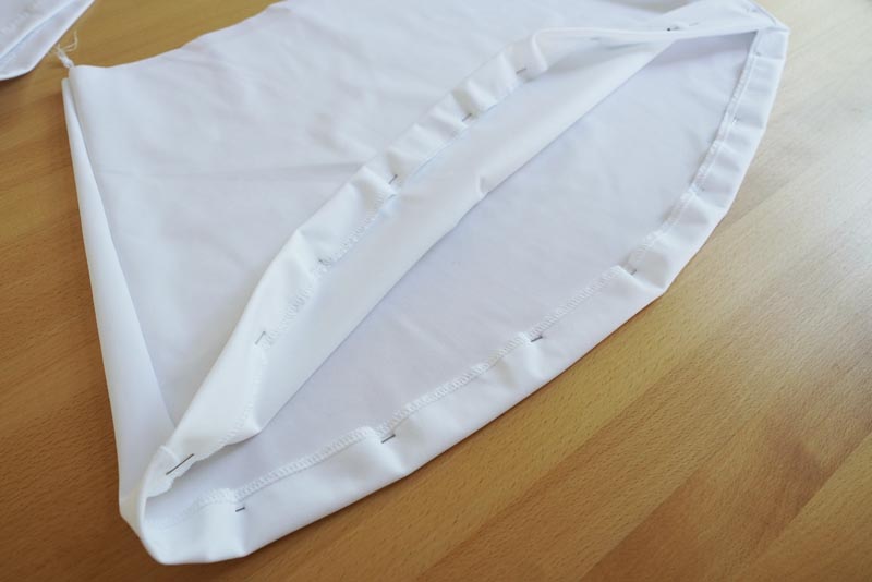 Střih na dámskou šortkovou sukni (sukni s všitými kraťasy) - spodní lem sukně