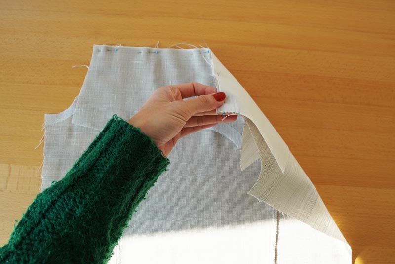 Jak ušít jednoduchou dámskou vrchní košili, podrobný návod na šití krok za krokem zdarma + střih v dámských velikostech 32-60. Sedlo zadního dílu košile