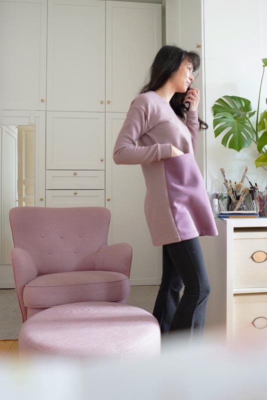 Střih na pohodlné dámské mikinové šaty (tuniku) + návod na šití zdarma