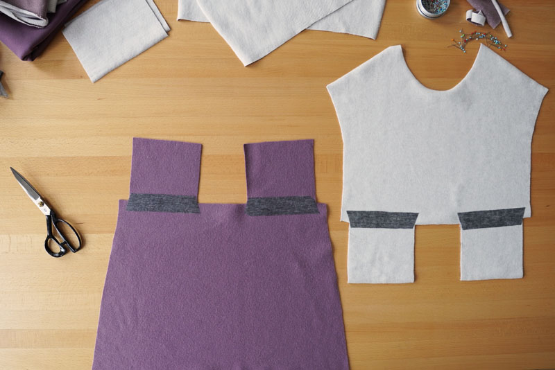 Podrobný návod jak ušít pohodlné dámské mikinové šaty - střihová příprava - vyztužení