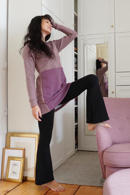 Střih na pohodlné dámské mikinové šaty (tuniku) + návod na šití zdarma