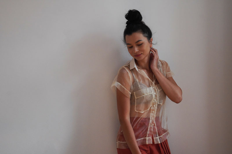 Střih na dámskou košili s klasickým límcem a krátkým rukávem + návod jak ušít košili