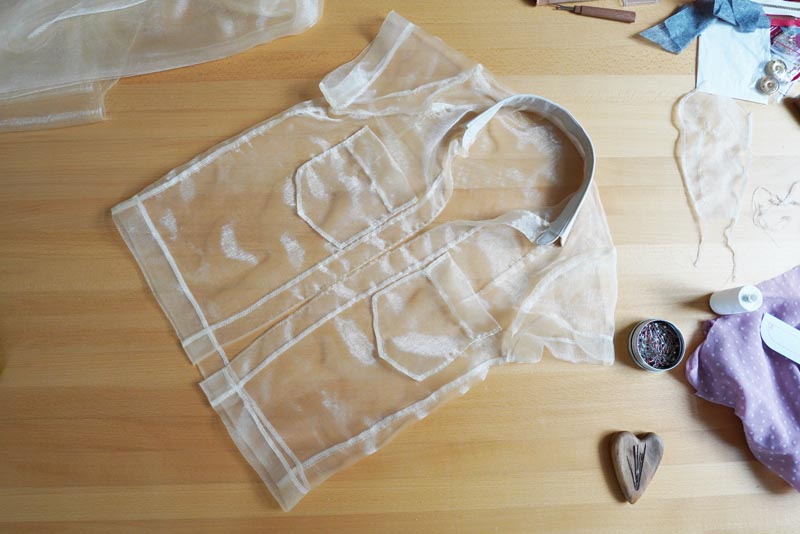 Střih na dámskou košili s klasickým límcem a krátkým rukávem + návod jak ušít košili - lemy