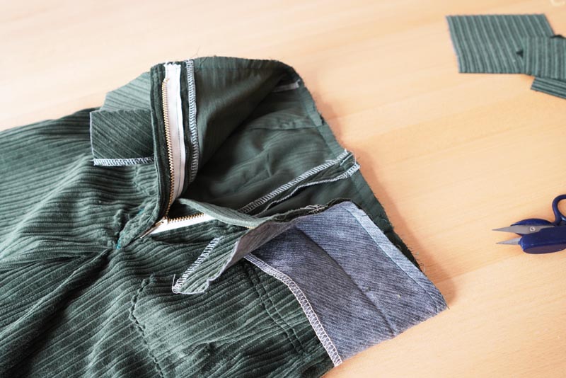 Detailní návod jak ušít manšestrové kalhoty - pásek