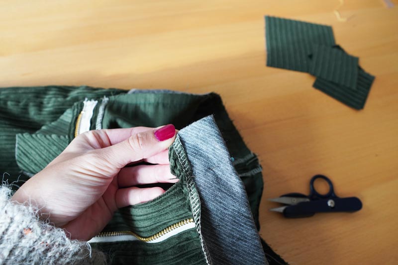 Detailní návod jak ušít manšestrové kalhoty - pásek