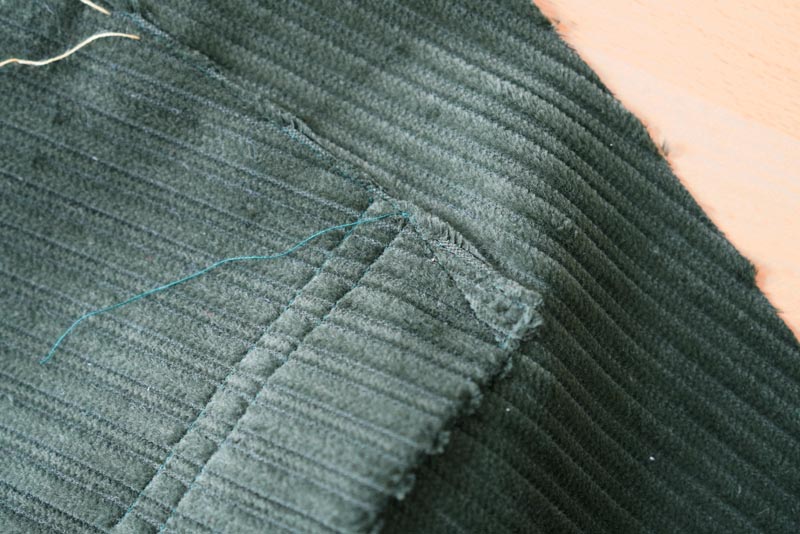 Jak ušít manšestrové kalhoty - šití kapes