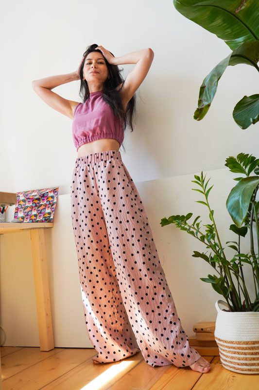 Střih a návod jak ušít dámské letní široké kalhoty do gumy