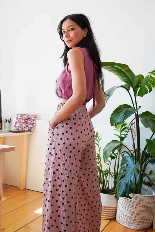 Střih a návod jak ušít dámské letní široké kalhoty do gumy