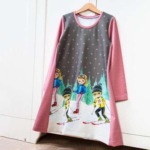 Střih na jednoduché dětské šaty WINTER JOY (velikost 80 - 164) - verze CLASSIC a SLIM