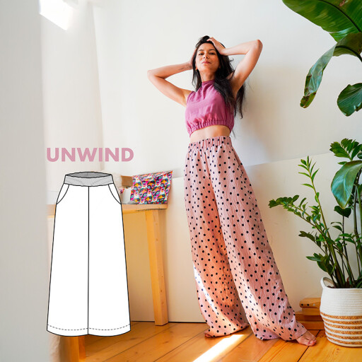 Střih – dámské široké letní kalhoty UNWIND (velikosti 32–60)