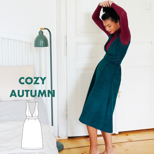 Střih - dámské manšestrové šaty COZY AUTUMN (velikosti 32–60)