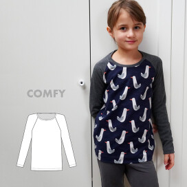 Střih - jednoduché tričko s raglánovými rukávy COMFY (velikosti 80–164)