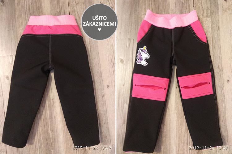 Střih - dětské softshellové kalhoty rostoucí - ušila Jarka Š.