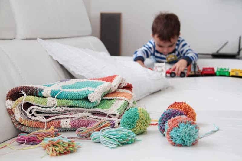 Projekt leden / únor 2017 - ručně pletená deka ve stylu patchwork