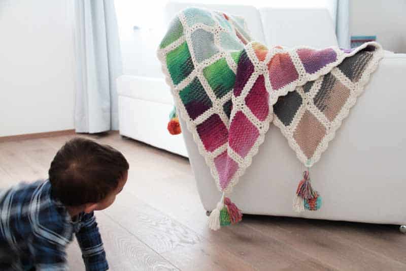 Projekt leden / únor 2017 - ručně pletená deka ve stylu patchwork