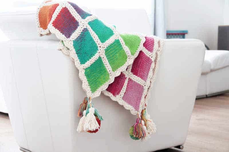 Projekt leden / únor 2017 - ručně pletená deka ve stylu patchwork