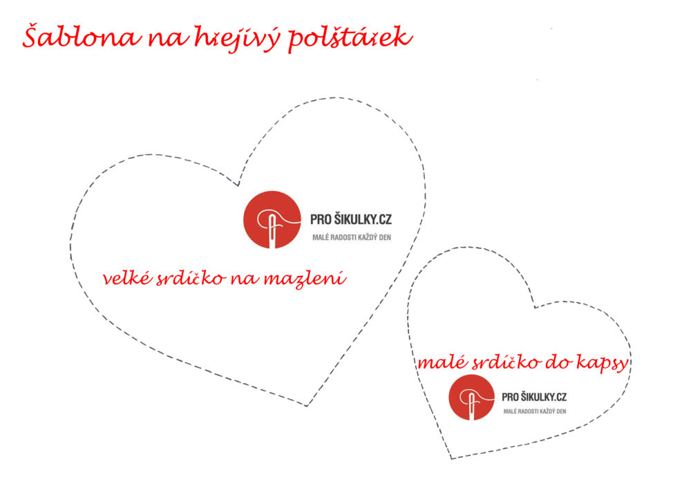 Šablona srdíčko - hřejivý polštářek