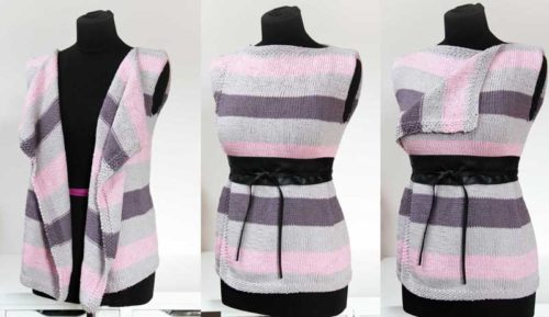 Návod na dámskou jednoduchou ručně pletenou variabilní vestu